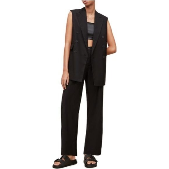 AllSaints Hanah Sleeveless Double Breasted Blazer – Black, Size US 10 - Picture 4 of 11